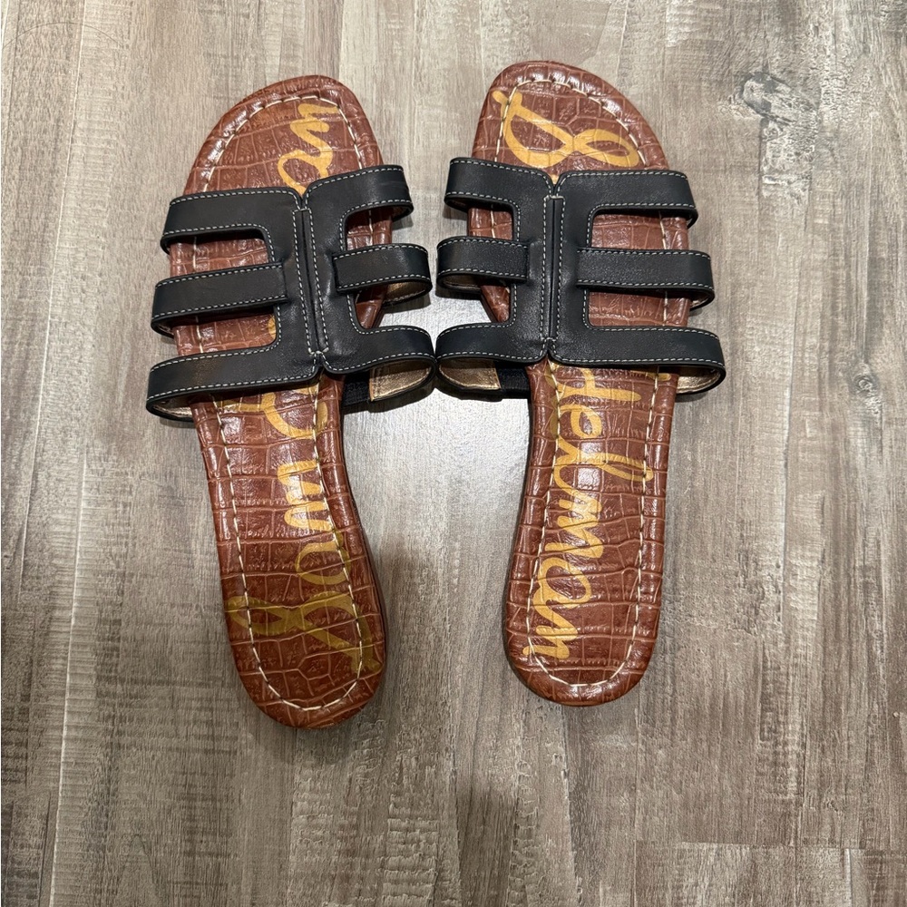 Sam Edelman Black and Brown Slide Sandals